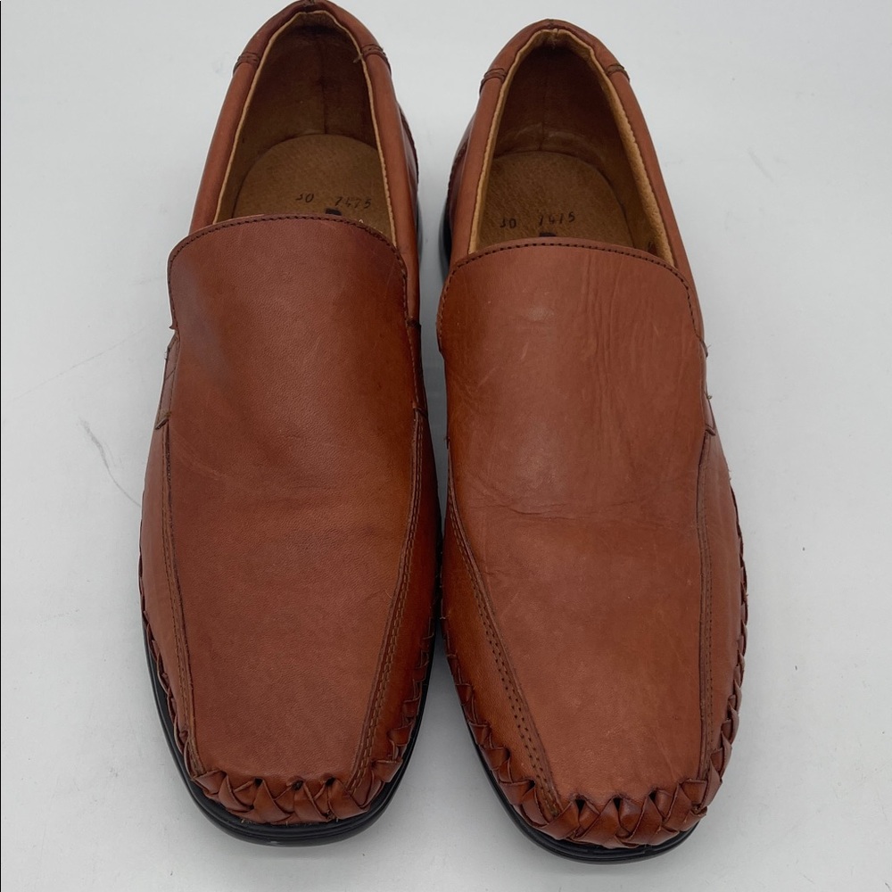 Aztec Men’s Leather Brown Braided Loafers Size 30/11.5